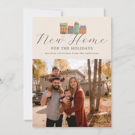 新しいホームフォトカードとスケッチ建物 シーズンカード (正面)