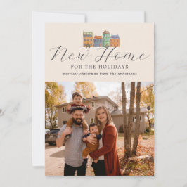 新しいホームフォトカードとスケッチ建物 シーズンカード