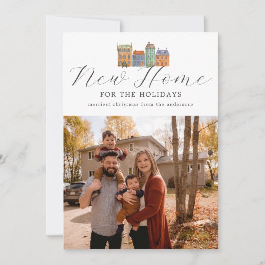 新しいホームフォトカードとスケッチ建物 シーズンカード (正面)