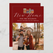 新しいホームフォトカードとスケッチ建物 シーズンカード (正面/裏面)