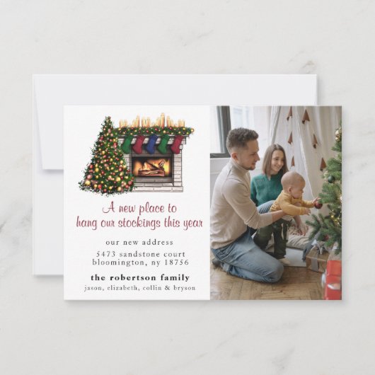 新しいホームフォトクリスマスムービングアナウンスメントカード 招待状 (正面)