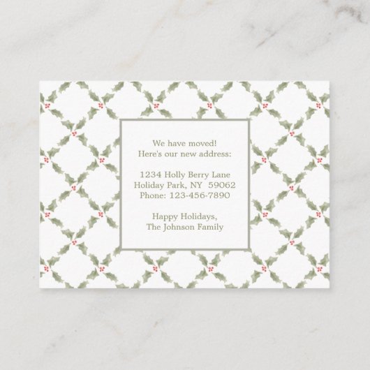 新しいホームフォトクリスマスリースの住所の変更 エンクロージャーカード (裏面)