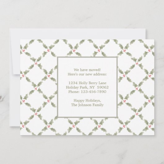 新しいホームフォトクリスマスリースの住所の変更 シーズンカード (裏面)