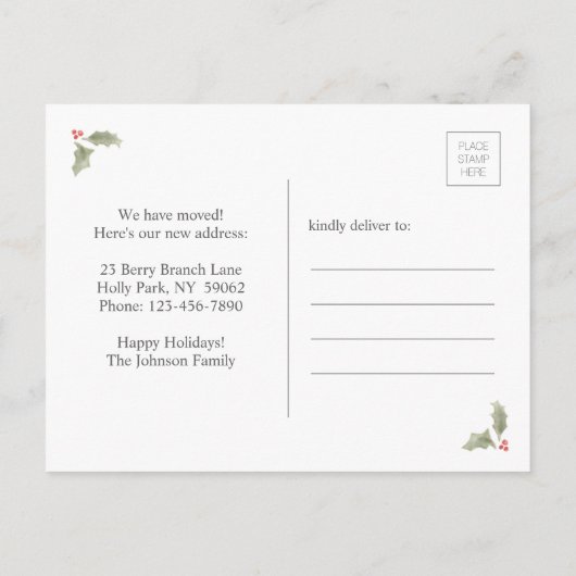新しいホームフォトクリスマスリースの住所の変更 案内ポストカード (裏面)