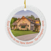 新しいホームフォトスクリプトの初めてのクリスマスエレガント セラミックオーナメント (裏面)