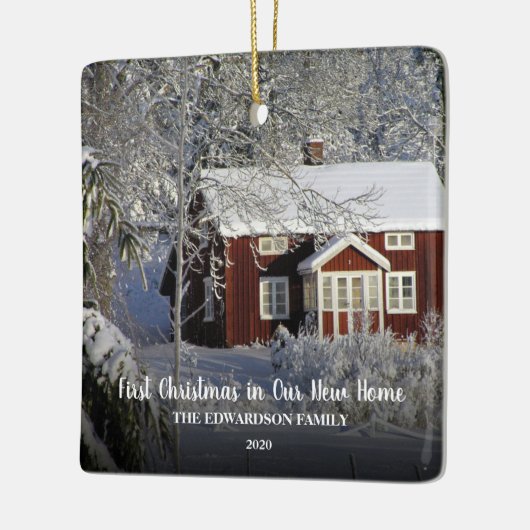 新しいホームフォトファミリーの初めてのクリスマス セラミックオーナメント (左)
