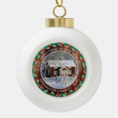 新しいホームフォトファミリーの初めてのクリスマス セラミックボールオーナメント (正面)