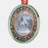 新しいホームフォトファミリーの初めてのクリスマス メタルオーナメント (左)