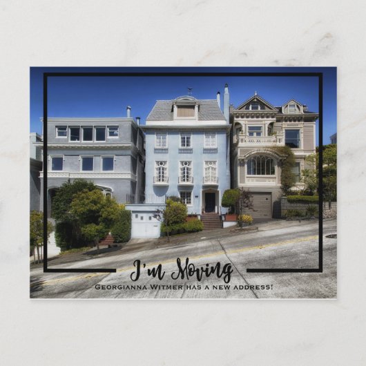 新しいホームフォトブラックフレーム私が移動中のお知らせ 案内ポストカード (正面)