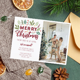 新しいホームフォトムービングからかわいいメリークリスマス 案内ポストカード