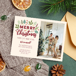 新しいホームフォトムービングからシックなメリークリスマス 案内ポストカード