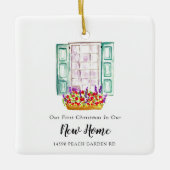 新しいホームフォト初めてのクリスマスのカスタム セラミックオーナメント (正面)