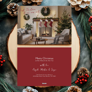 新しいホームフォト初めてのクリスマスアットニューネスト シーズンカード