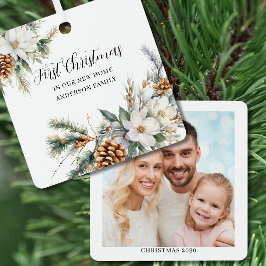 新しいホームフォト初めてのクリスマスオーナメント メタルオーナメント