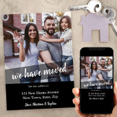 新しいホームフォト引っ越しましたブラシスクリプトオーバーレイ 案内状