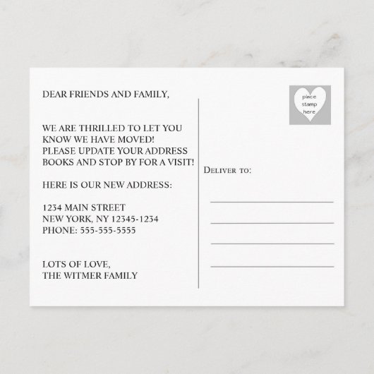 新しいホームフォト引っ越しました発表 案内ポストカード (裏面)