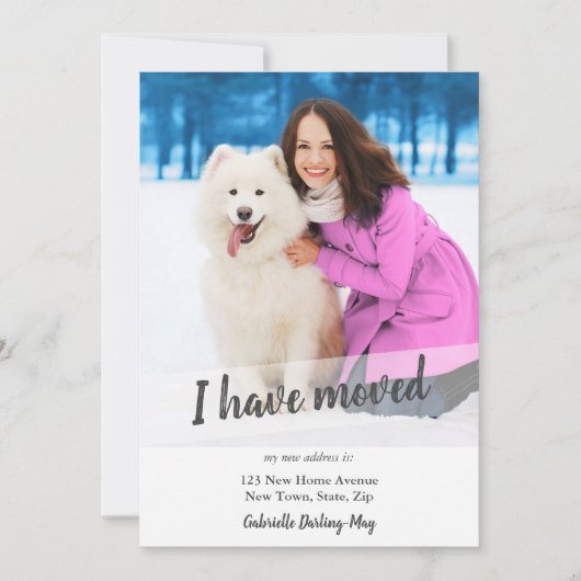 新しいホームフォト移動したブラシスクリプトオーバーレイ 案内状 (正面)