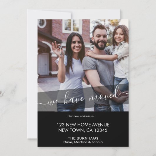 新しいホームフォトScript エレガント Black 案内状 (正面)