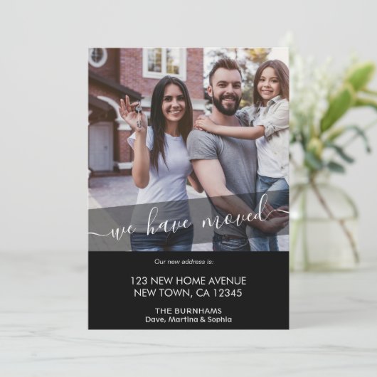 新しいホームフォトScript エレガント Black 案内状 (スタンド正面)