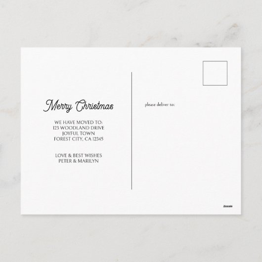 新しいホームフォレストからの喜び自然アドレスの変更 シーズンポストカード (裏面)