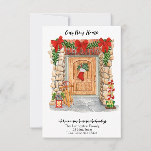 新しいホームフロントドアクリスマスムービングアナウンス 招待状 (正面)