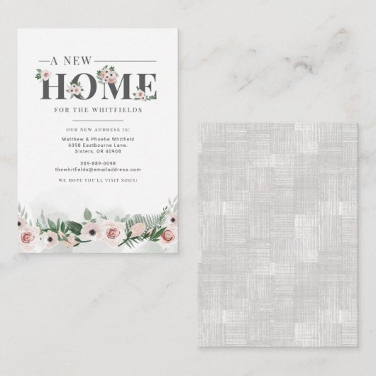 新しいホームフローラのアドレス変更の移動 ノートカード (正面/裏面)