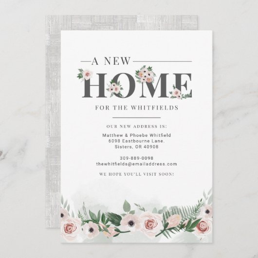 新しいホームフローラのアドレス変更の移動 案内状 (正面/裏面)