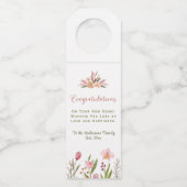 新しいホームフローラの水彩おめでとう ボトルネックタグ (正面)