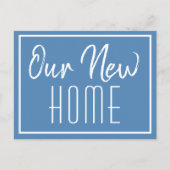 新しいホームブルーのミニマリストによる住所変更 案内ポストカード (正面)