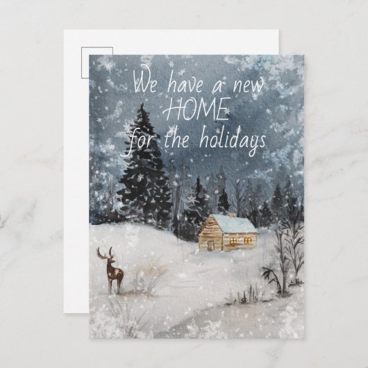 新しいホームホリデーズアドレス通知クリスマスを移動 案内ポストカード (正面/裏面)