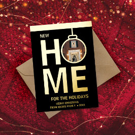 新しいホームホリデーズクリスマスフォトエレガントカード 箔シーズンカード