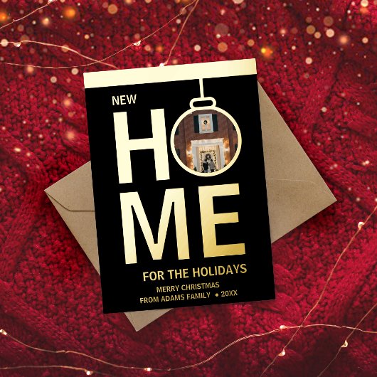 新しいホームホリデーズクリスマスフォトエレガントカード 箔シーズンカード