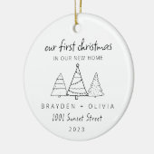 新しいホームミニマリストの私たちの初めてのクリスマス セラミックオーナメント (左)