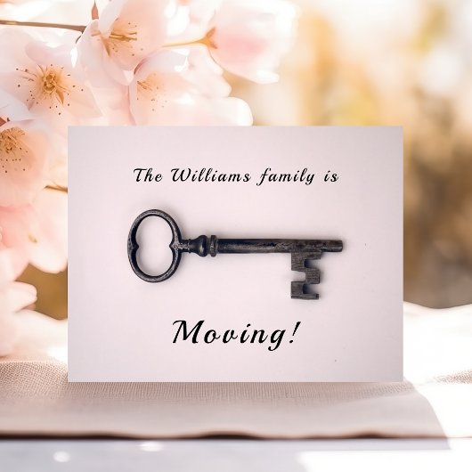 新しいホームミニマルアドレス古い鍵オンピンク ポストカード