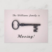 新しいホームミニマルアドレス古い鍵オンピンク 案内ポストカード (正面)