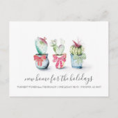 新しいホームムービングアナウンスメントクリスマスサボテン シーズンポストカード (正面)