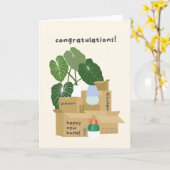 新しいホームムービングボックスおめでとうカード カード (黄色い花)