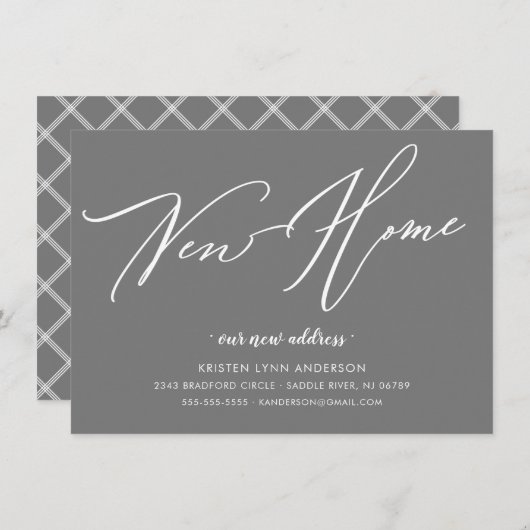 新しいホームモダンの移動告知のスクリプトを作成 招待状 (正面/裏面)