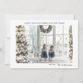 新しいホームモダンアドレスのクリスマスフォト シーズンカード (正面)