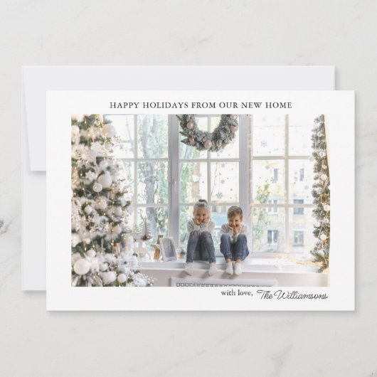 新しいホームモダンアドレスのクリスマスフォト シーズンカード (正面)