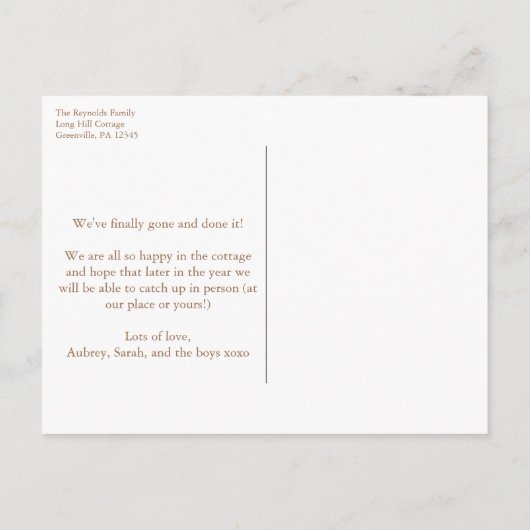 新しいホームモダンウォーターカラー秋事物の移動 案内ポストカード (裏面)