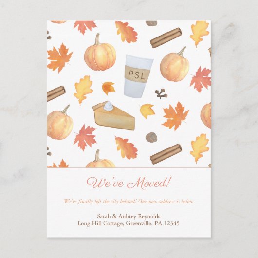 新しいホームモダンウォーターカラー秋事物の移動 案内ポストカード (正面)