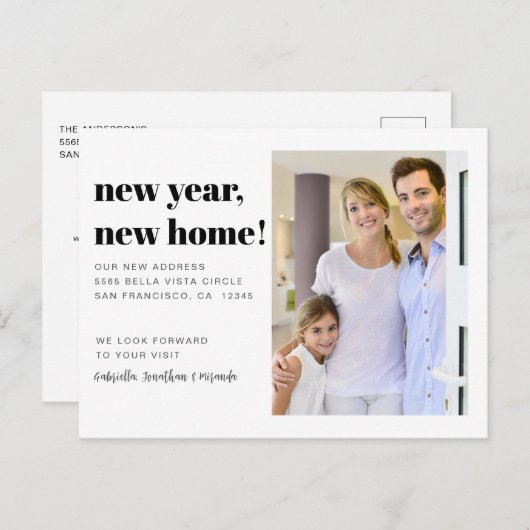 新しいホームモダン写真の引越し案内はがき 案内ポストカード (正面/裏面)