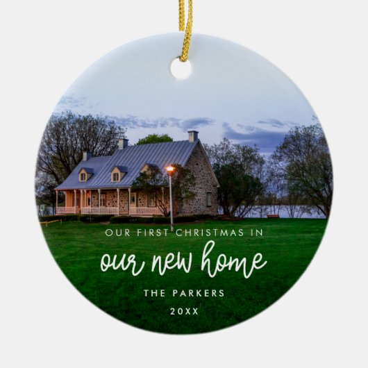 新しいホームモダン初めてのクリスマスの写真 セラミックオーナメント (正面)