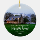 新しいホームモダン初めてのクリスマスの写真 セラミックオーナメント (裏面)