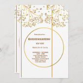 新しいホームモダン秋の秋引っ越し祝いパーティーパーティー 招待状 (正面/裏面)