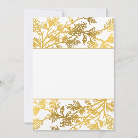 新しいホームモダン金ゴールドの葉の引っ越し祝いパーティー 招待状 (裏面)