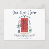 新しいホームレッドウォーターカラーフロントドアポストカード ポストカード (正面)