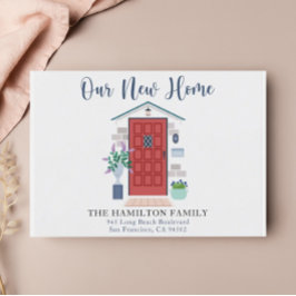 新しいホームレッドウォーターカラーフロントドアポストカード ポストカード