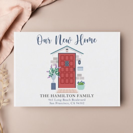 新しいホームレッドウォーターカラーフロントドアポストカード ポストカード